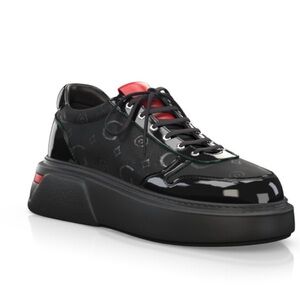 Girotti Milano Men’s Luxury Black Patent Leather Sneakers EU 40 Chunky Platform